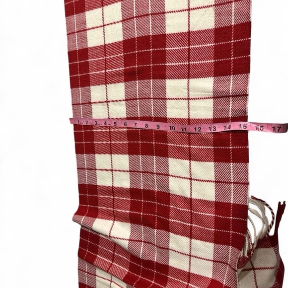 Lands' End Red and Cream Plaid Scarf - Picture 2 of 3